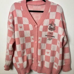 Pink and White Checkered Sweater
